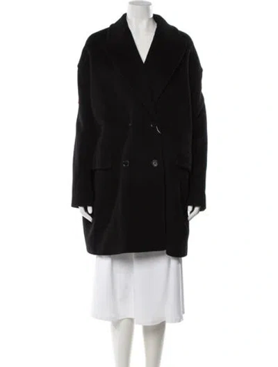 Pre-owned Max Mara Virgin Wool Peacoat In Black