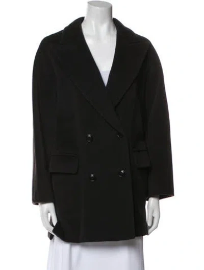 Pre-owned Max Mara Virgin Wool Peacoat In Black
