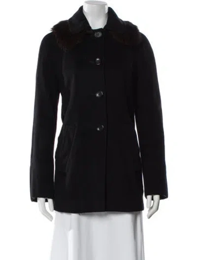Pre-owned Max Mara Virgin Wool Peacoat In Black