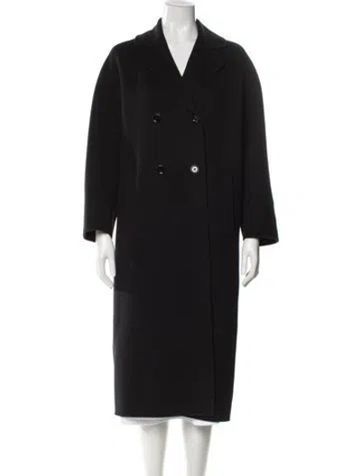 Pre-owned Max Mara Virgin Wool Peacoat In Black