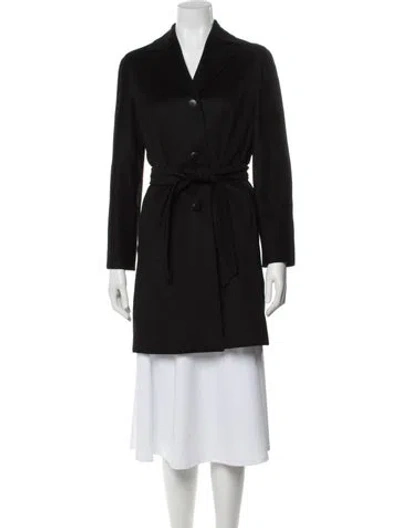 Pre-owned Max Mara Virgin Wool Peacoat In Black
