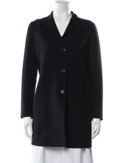 Pre-owned Max Mara Virgin Wool Peacoat In Blue