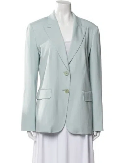 Pre-owned Max Mara Virgin Wool Peacoat In Blue