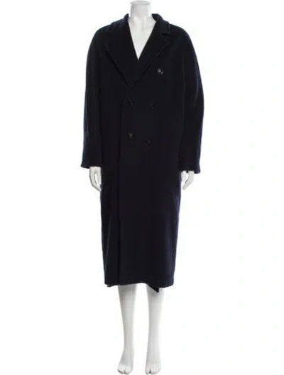 Pre-owned Max Mara Virgin Wool Peacoat In Blue