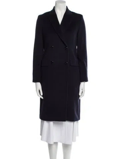 Pre-owned Max Mara Virgin Wool Peacoat In Blue