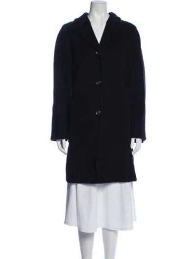 Pre-owned Max Mara Virgin Wool Peacoat In Blue