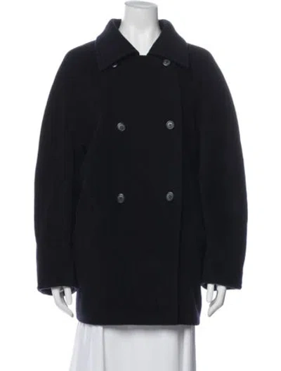 Pre-owned Max Mara Virgin Wool Peacoat In Blue