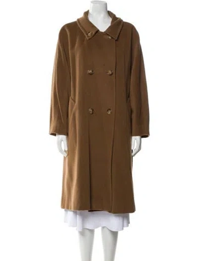 Pre-owned Max Mara Virgin Wool Peacoat In Brown