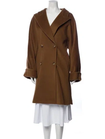 Pre-owned Max Mara Virgin Wool Peacoat In Brown