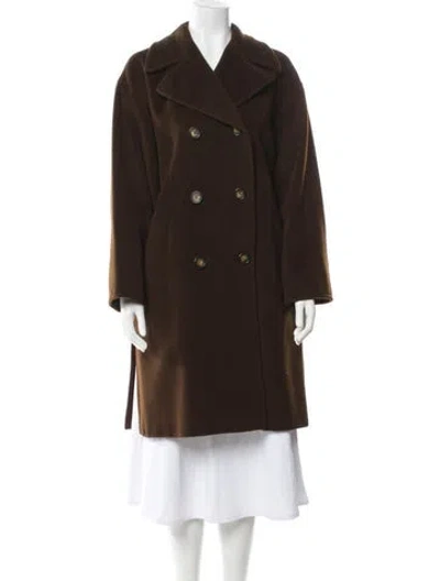 Pre-owned Max Mara Virgin Wool Peacoat In Brown