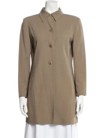 Pre-owned Max Mara Virgin Wool Peacoat In Brown