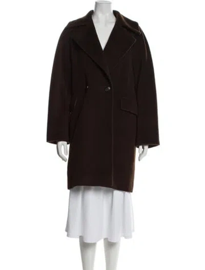 Pre-owned Max Mara Virgin Wool Peacoat In Brown