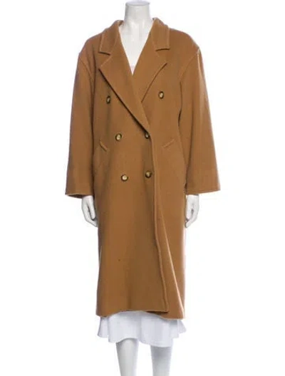 Pre-owned Max Mara Virgin Wool Peacoat In Brown