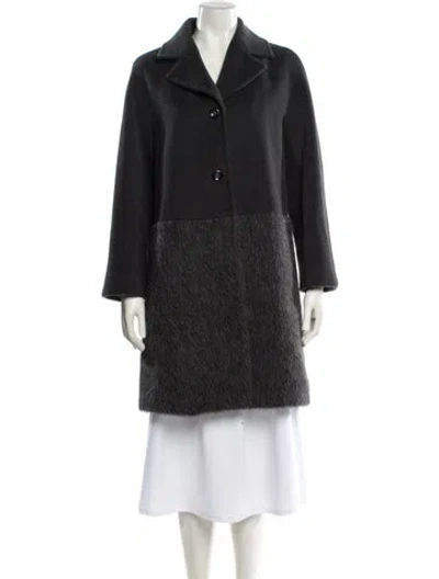 Pre-owned Max Mara Virgin Wool Peacoat In Gray