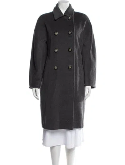 Pre-owned Max Mara Virgin Wool Peacoat In Gray
