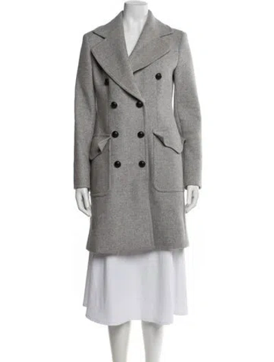 Pre-owned Max Mara Virgin Wool Peacoat In Gray