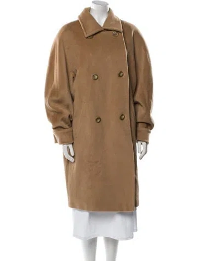Pre-owned Max Mara Virgin Wool Peacoat In Neutral