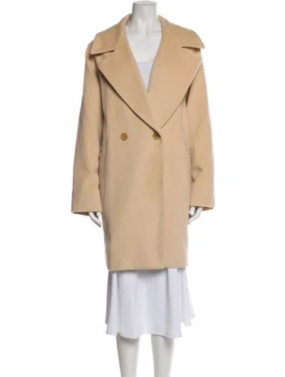 Pre-owned Max Mara Virgin Wool Peacoat In Neutral