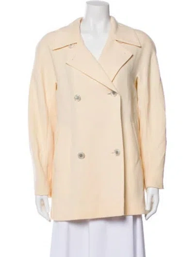 Pre-owned Max Mara Virgin Wool Peacoat In Neutral