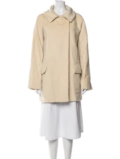 Pre-owned Max Mara Virgin Wool Peacoat In Neutrals