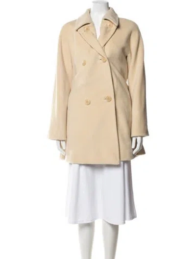 Pre-owned Max Mara Virgin Wool Peacoat In Neutrals