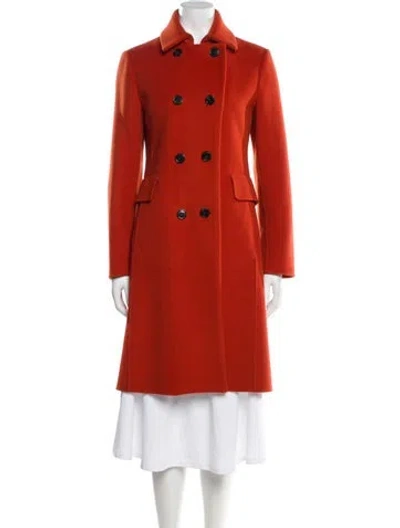 Pre-owned Max Mara Virgin Wool Peacoat In Orange