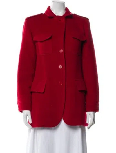 Pre-owned Max Mara Virgin Wool Peacoat In Red