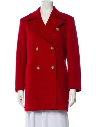 Pre-owned Max Mara Virgin Wool Peacoat In Red