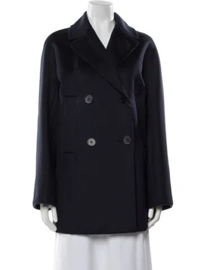 Pre-owned Max Mara Virgin Wool Peacoat W/ Tags In Blue