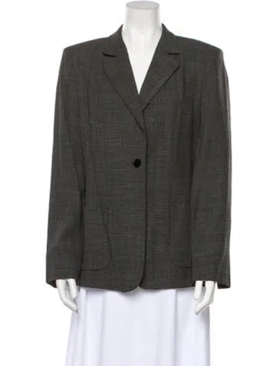 Pre-owned Max Mara Virgin Wool Plaid Print Blazer In Multi