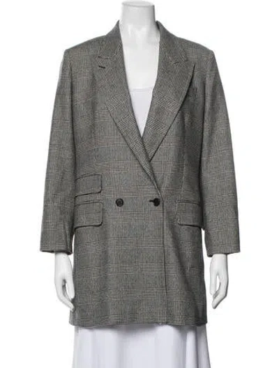 Pre-owned Max Mara Virgin Wool Plaid Print Blazer In Multicolor
