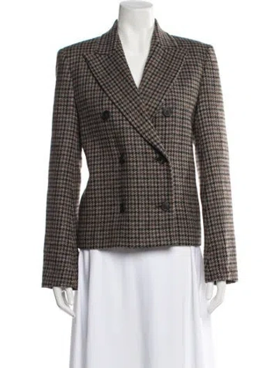 Pre-owned Max Mara Virgin Wool Plaid Print Blazer In Neutral