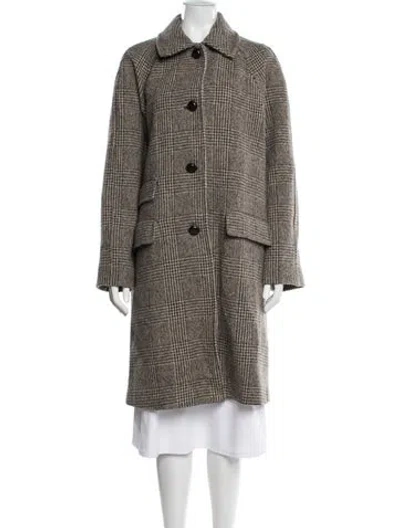 Pre-owned Max Mara Virgin Wool Plaid Print Coat In Multicolor