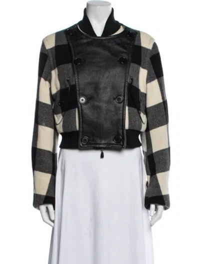 Pre-owned Max Mara Virgin Wool Plaid Print Jacket In Multicolor