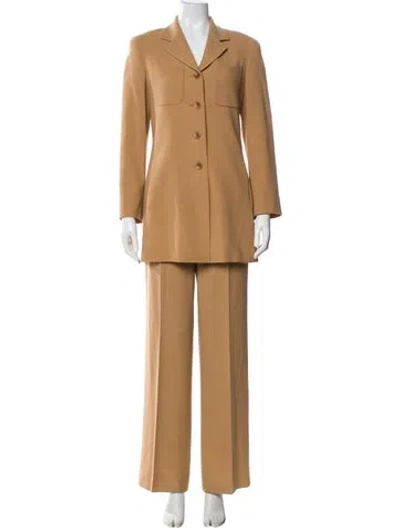 Pre-owned Max Mara Virgin Wool Pleated Accents Pantsuit In Neutral