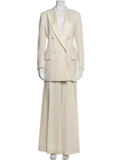 Pre-owned Max Mara Virgin Wool Pleated Accents Pantsuit In Neutral