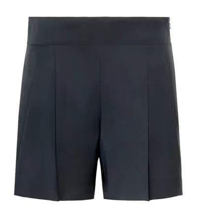 Max Mara Virgin Wool Pleated Shorts In Blue
