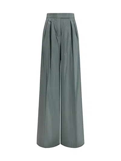 Max Mara Virgin Wool Pleated Trousers In Green