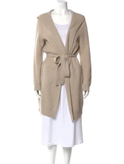 Pre-owned Max Mara Virgin Wool Plunge Neckline Sweater In Neutral