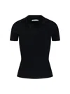 Max Mara Albero Wool Polo Shirt Collared Neck In Black