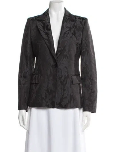 Pre-owned Max Mara Virgin Wool Printed Blazer In Gray