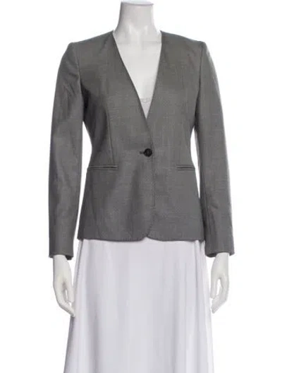 Pre-owned Max Mara Virgin Wool Printed Blazer In Gray