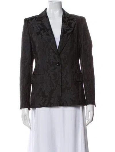 Pre-owned Max Mara Virgin Wool Printed Blazer In Gray