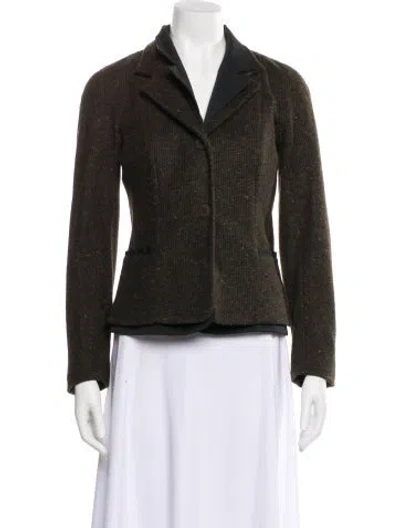 Pre-owned Max Mara Virgin Wool Printed Blazer In Green