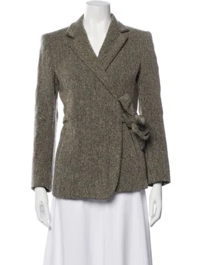 Pre-owned Max Mara Virgin Wool Printed Blazer In Neutral