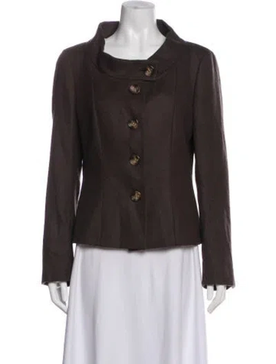 Pre-owned Max Mara Virgin Wool Printed Evening Jacket In Brown