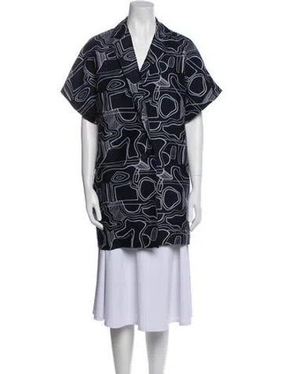 Pre-owned Max Mara Virgin Wool Printed Jacket In Blue