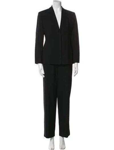 Pre-owned Max Mara Virgin Wool Printed Pantsuit In Black