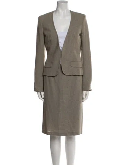 Pre-owned Max Mara Virgin Wool Printed Skirt Set In Neutral