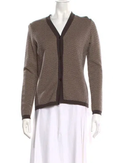 Pre-owned Max Mara Virgin Wool Printed Sweater In Brown